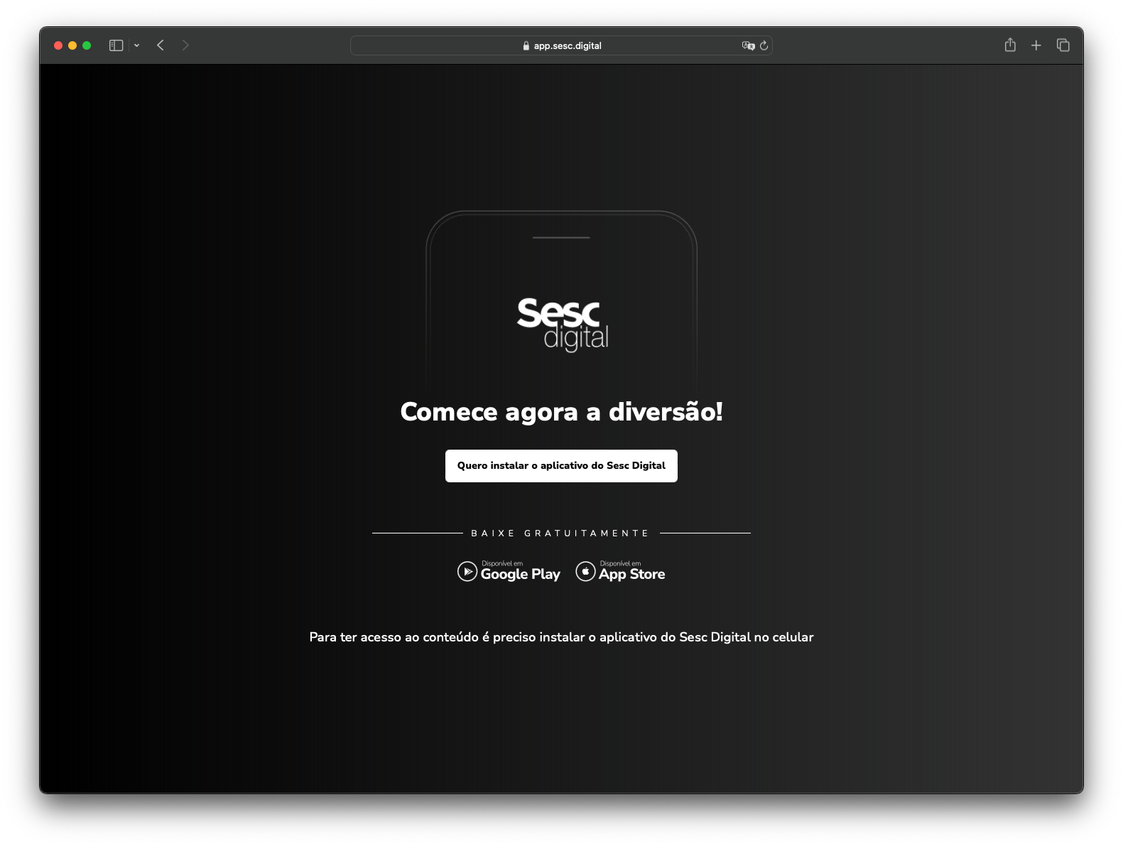 Aplicativo Sesc Digital